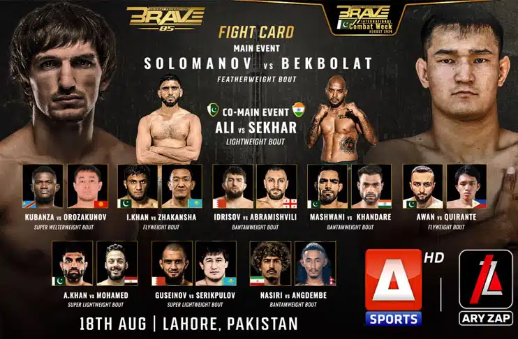 Monumental Efforts of Pakistan MMA Federation Bring Asian Championship and Blockbuster Indo-Pak Bout to Brave CF 85 in Pakistan on A Sports