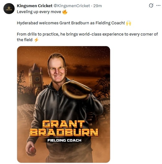 Grant Bradburn joins Jason Gillespie in Hyderabad coaching staff