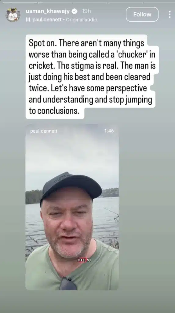 Usman Khawaja backs Usman Tariq amid “chucking” controversy