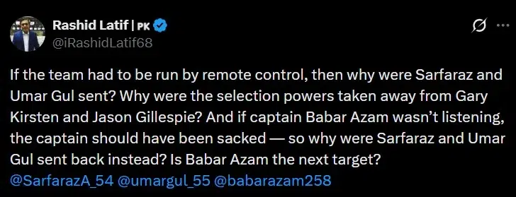 Rashid Latif questions Babar Azam captaincy future